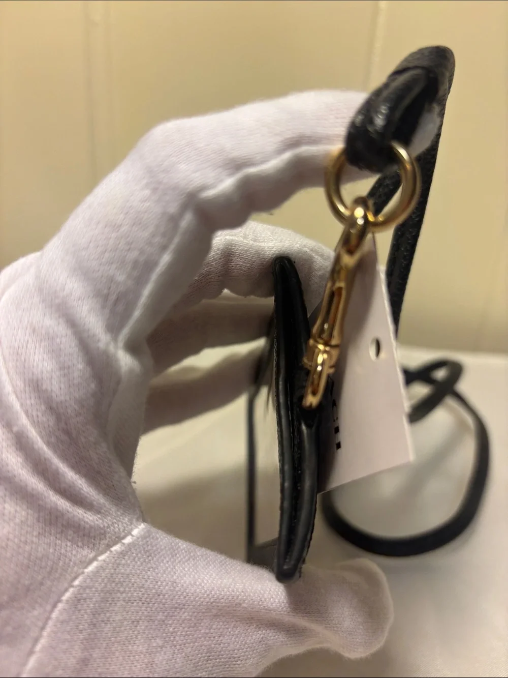 🏷️ NWT Coach ID Lanyard Badge Holder in Crossgrain Leather Black Gold